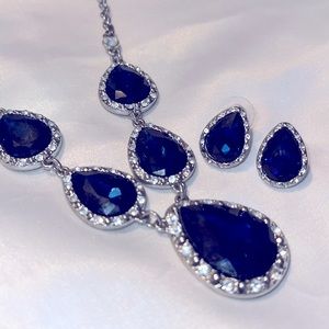 Beautiful blue sparkly necklace and earrings